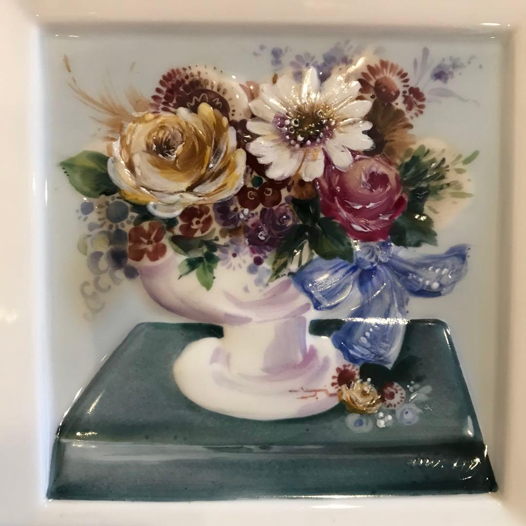【未使用美品】マイセン 卓上の花束　H・ブレチュナイダー　陶板画