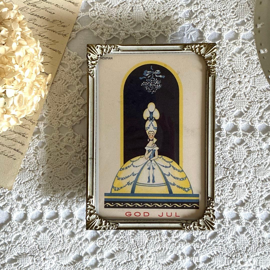 RT98 優美な装飾が美しい北欧ヴィンテージ 真鍮のフォトフレーム 16×11