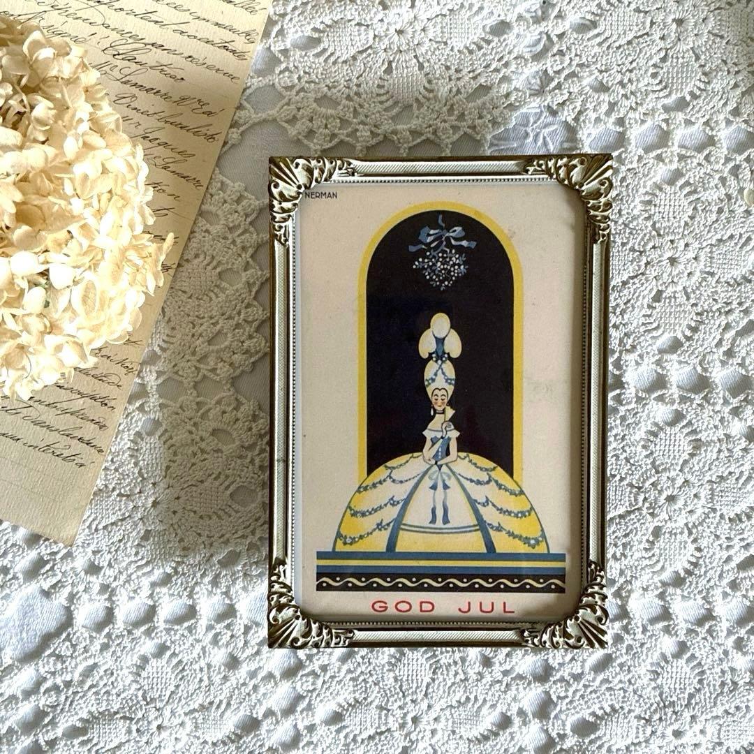 RT98 優美な装飾が美しい北欧ヴィンテージ 真鍮のフォトフレーム 16×11