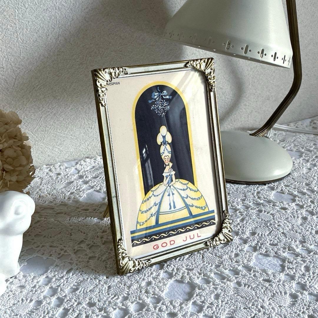 RT98 優美な装飾が美しい北欧ヴィンテージ 真鍮のフォトフレーム 16×11