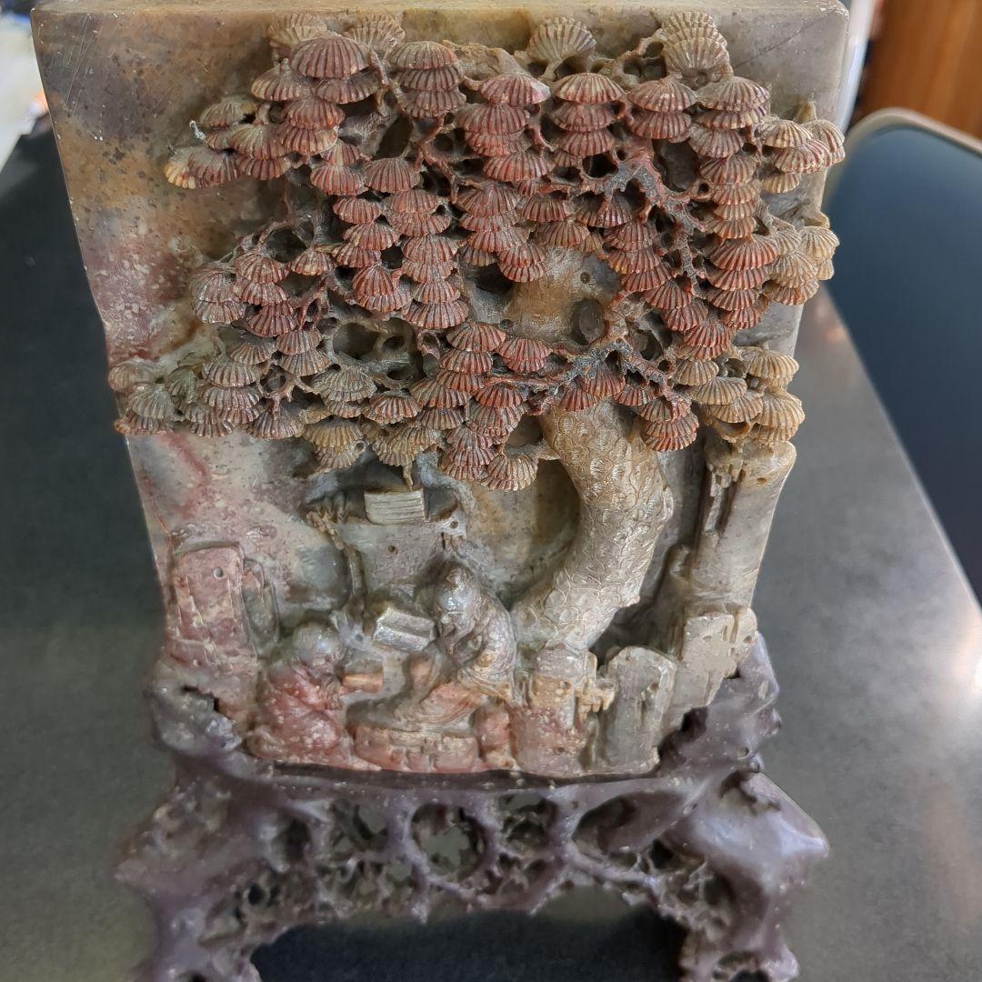 孔子石細工置物