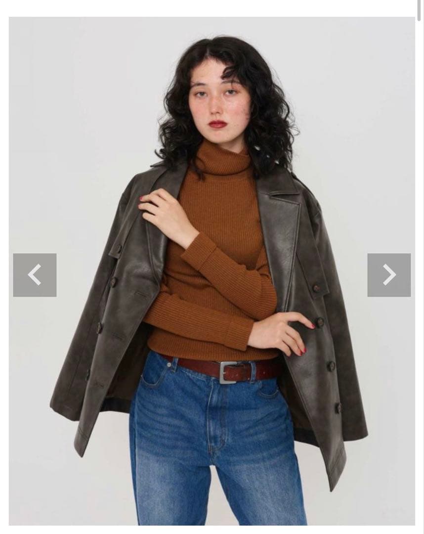 【ぴかる】TINA：JOJUN フェイクレザー　ダブルブレストジャケット