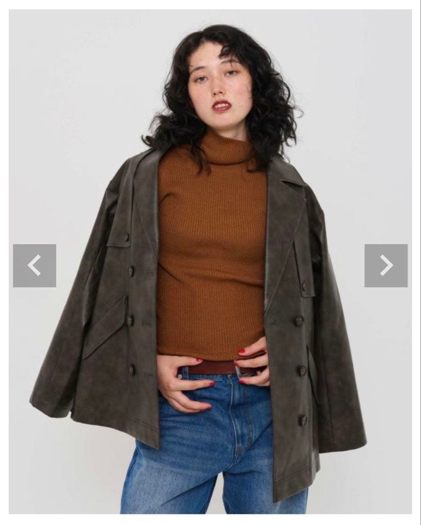 【ぴかる】TINA：JOJUN フェイクレザー　ダブルブレストジャケット