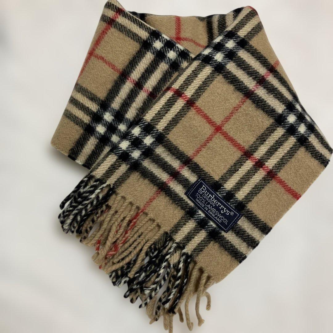バーバリーBurberry'sチェック柄マフラー 100%ラムウール