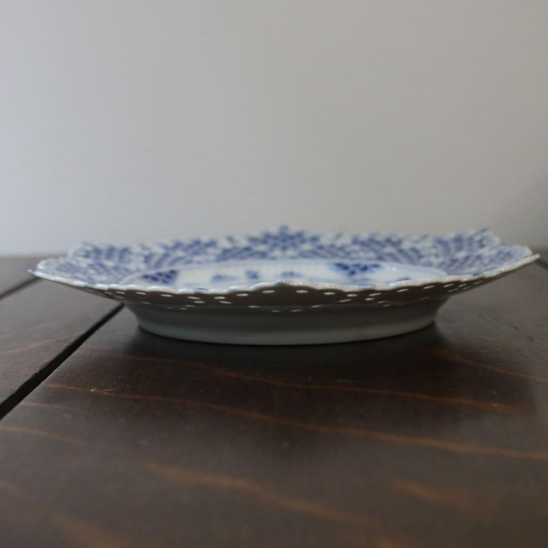 極美品ロイヤルコペンハーゲン ブルーフルーテッド ダブルレースプレート 21cm