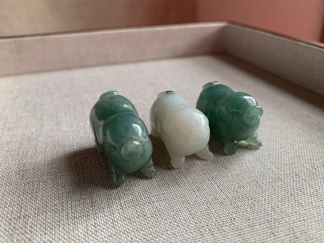 本翡翠 三匹の子豚 ばら売り可能 置物