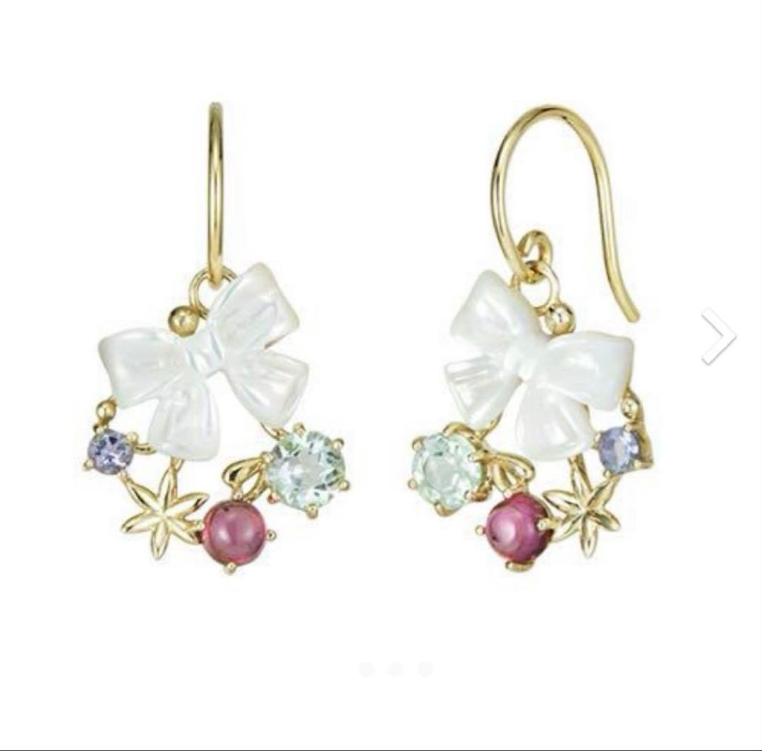 【美品】テイクアップ★K18りぼんピアス