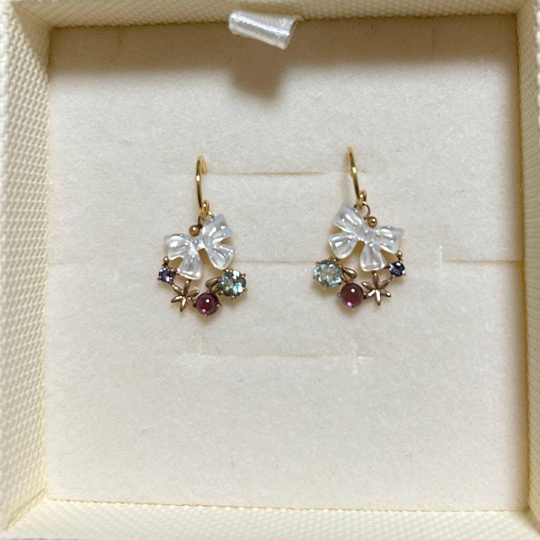 【美品】テイクアップ★K18りぼんピアス