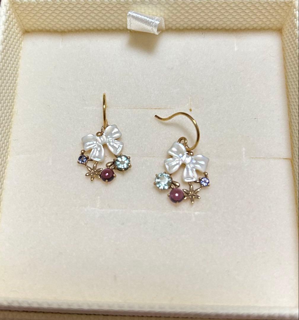 【美品】テイクアップ★K18りぼんピアス