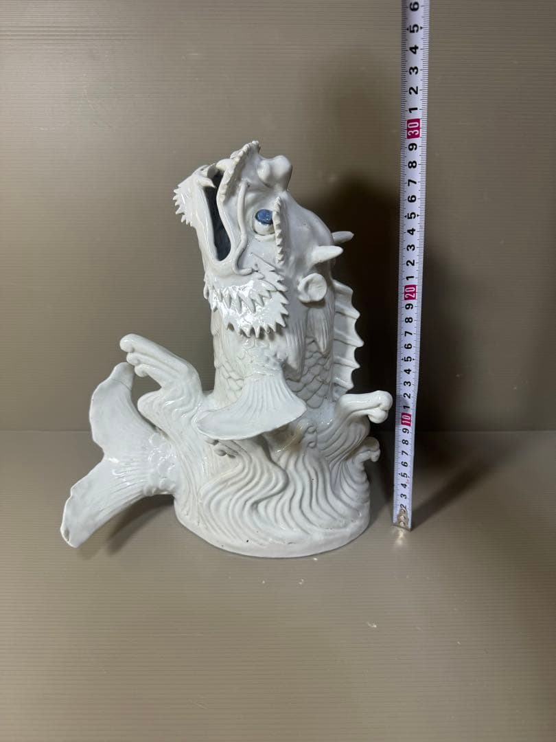 2330 激レア　龍首魚尾　平戸白磁龍置物　時代物