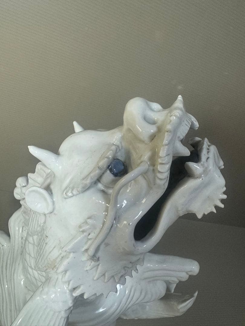 2330 激レア　龍首魚尾　平戸白磁龍置物　時代物