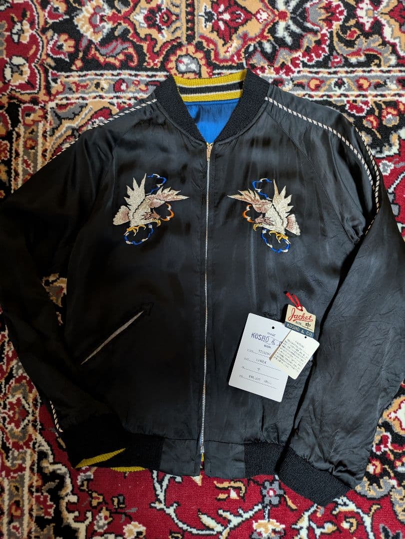 港商 東洋 スカジャン Ｍ DRAGON & TIGER×EAGLE 新品