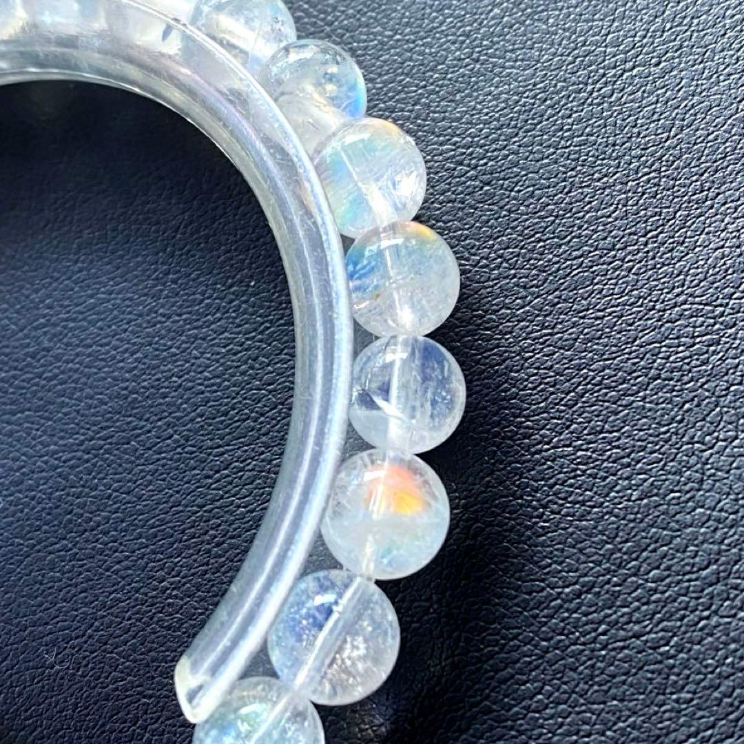 発色良好❣️マダガスカル産レインボームーンストーン7.3-7.4mmブレスレット