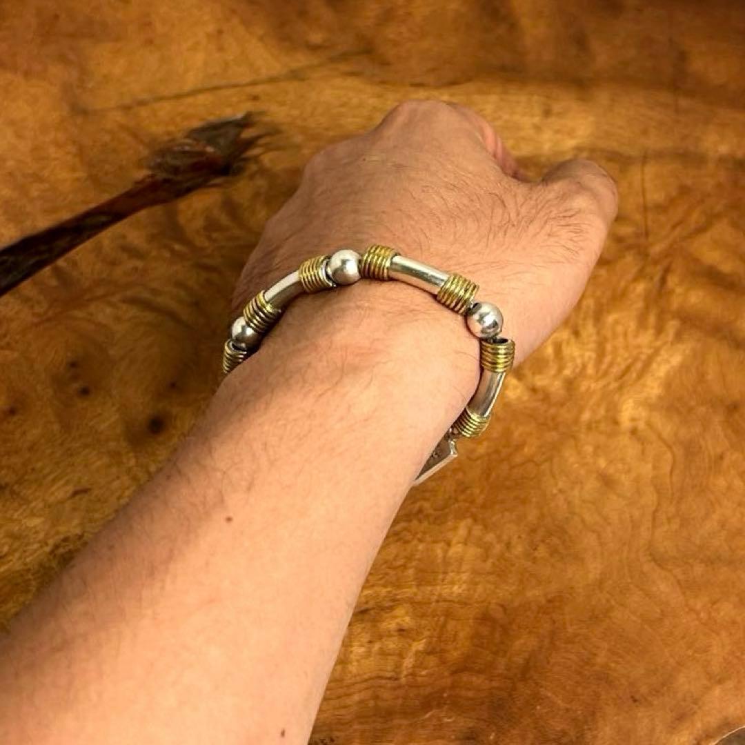 メキシコ ヴィンテージ シルバー 真鍮 ワイヤーラップ ブレスレットMEX925