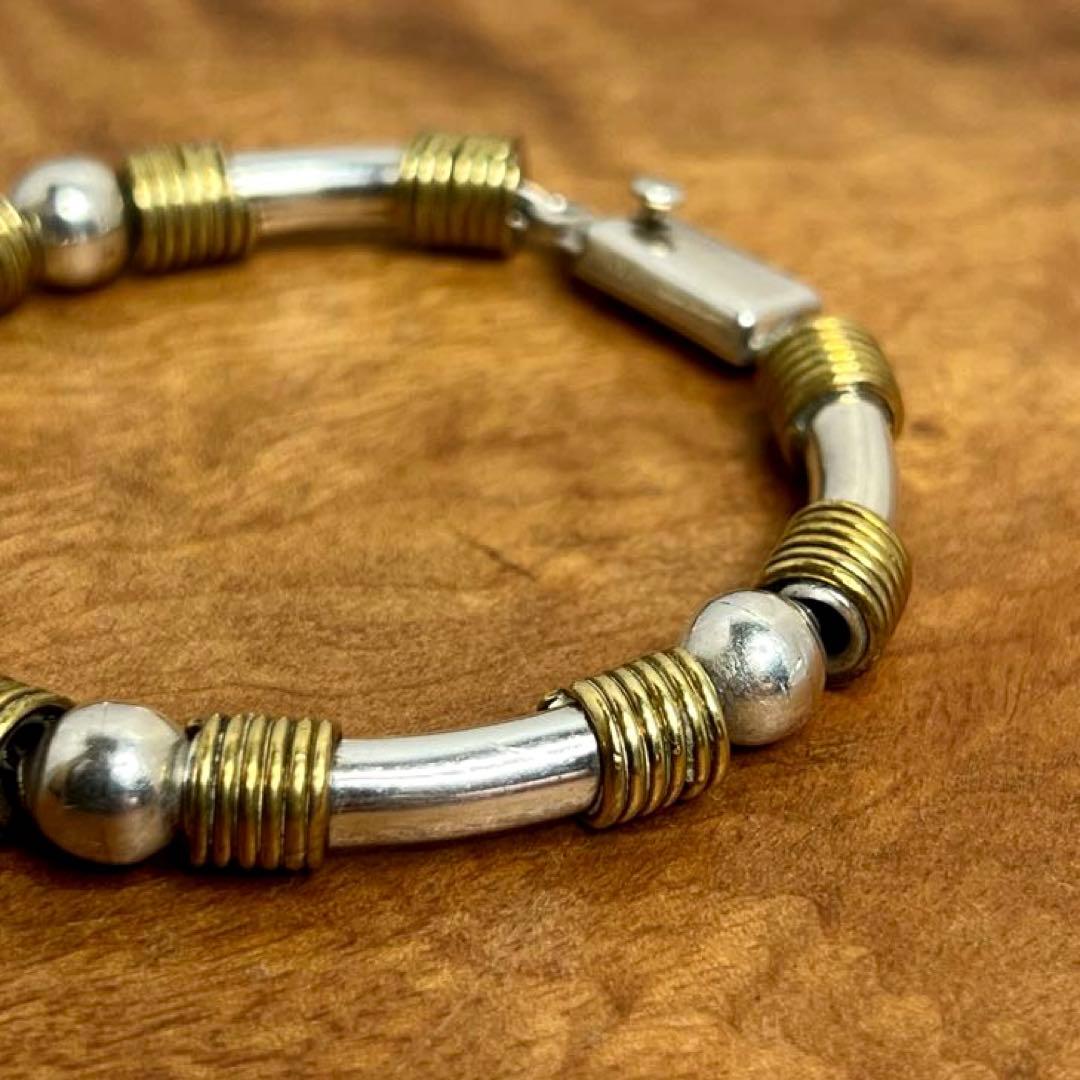 メキシコ ヴィンテージ シルバー 真鍮 ワイヤーラップ ブレスレットMEX925