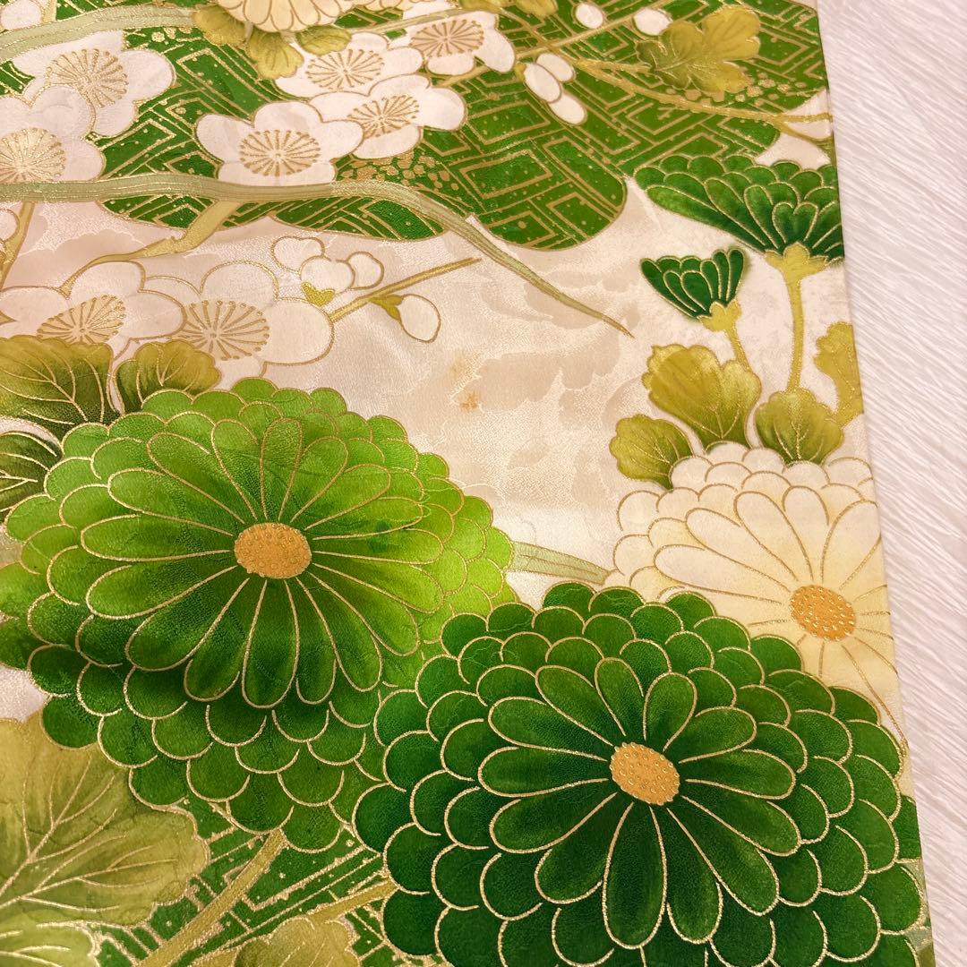 ♤Ren♤様用 振袖セット ヴィンテージ 白系 グリーン 金 MH2508214