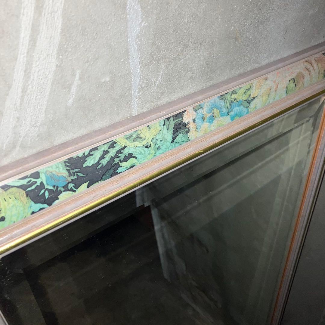 アンティーク イタリア製 八角系 ミラー 姿見 壁掛け 花柄