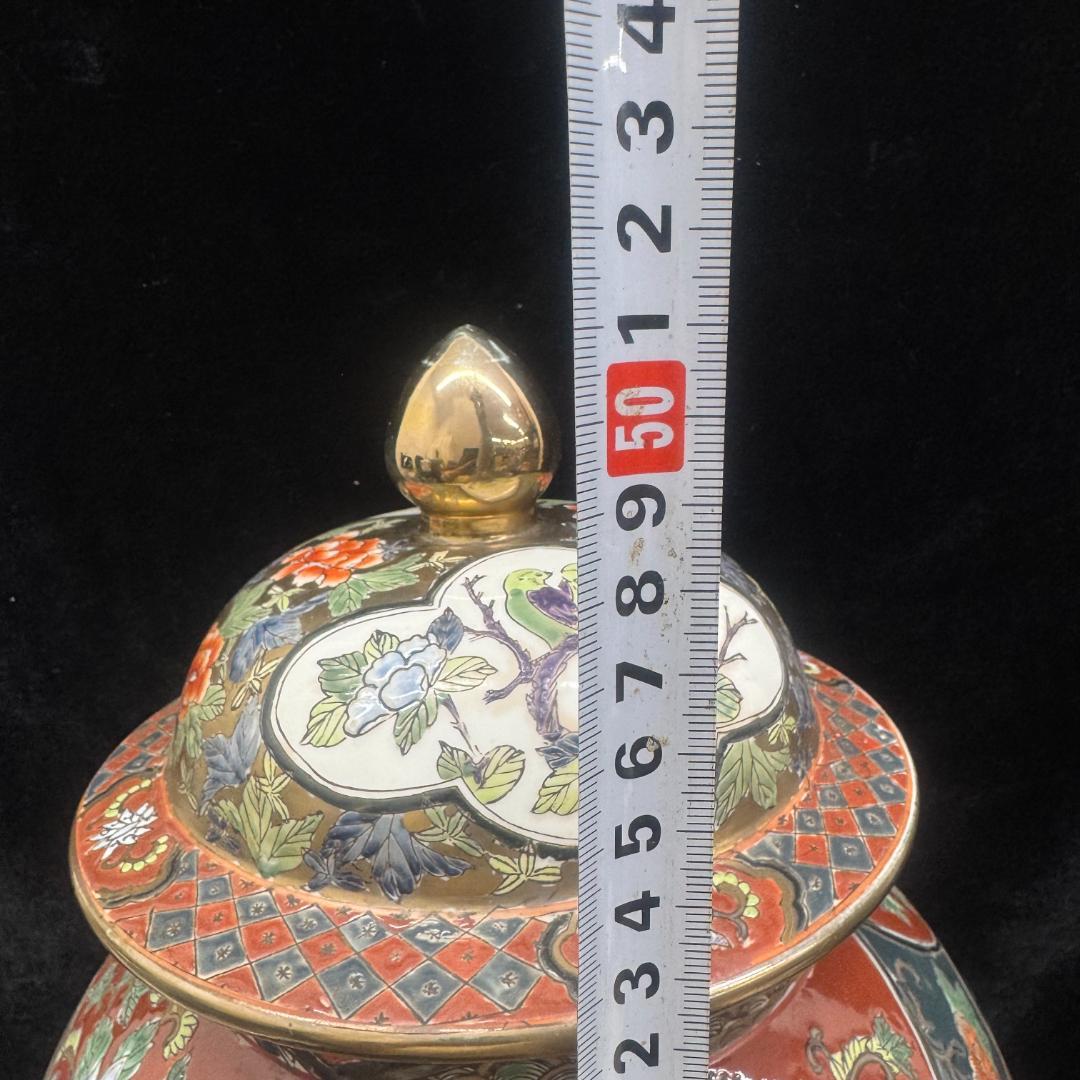 古伊万里　 赤絵 金襴手沈香壺　高さ51㎝