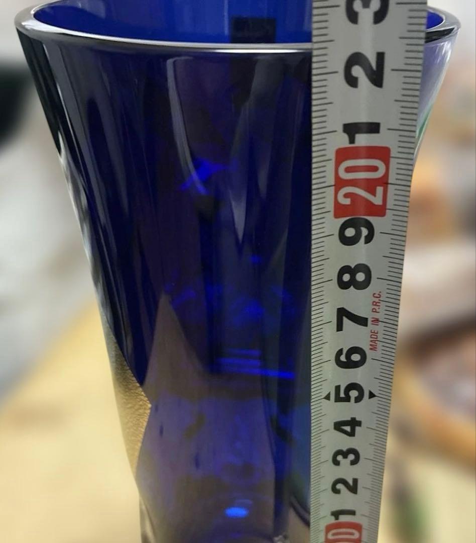 瑠璃金彩　江戸硝子　東洋佐々木クリスタル花瓶