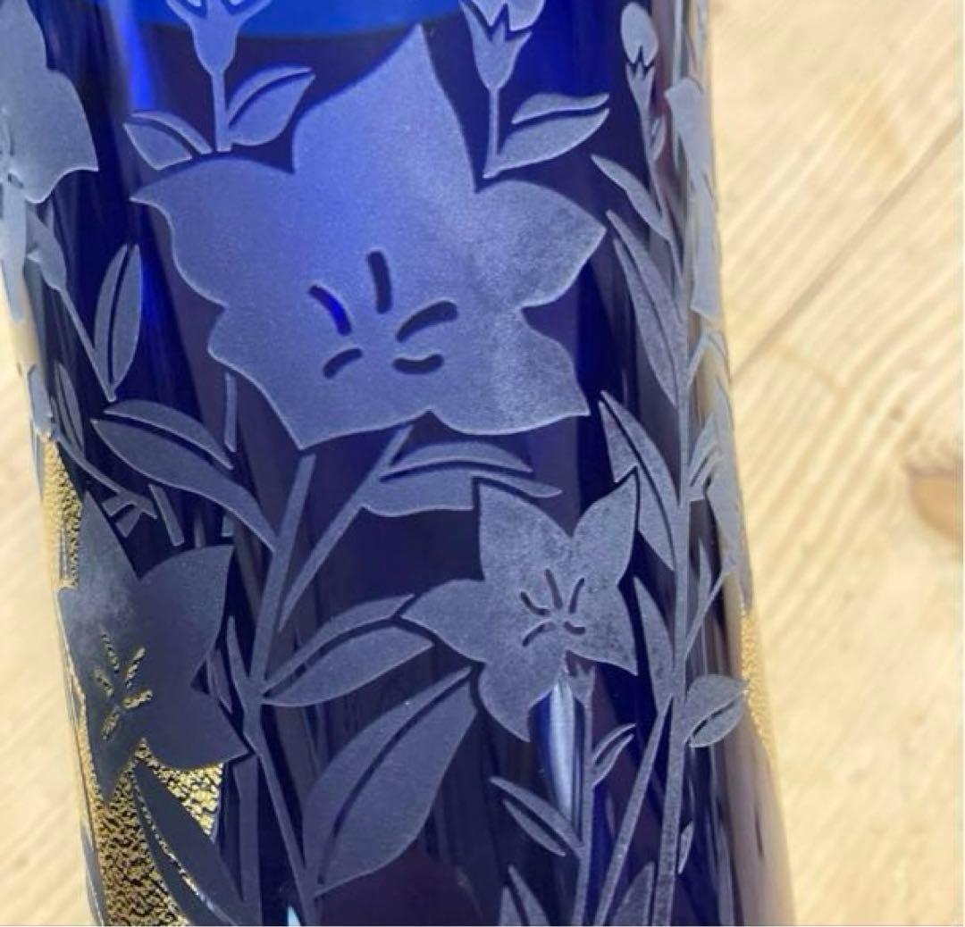 瑠璃金彩　江戸硝子　東洋佐々木クリスタル花瓶