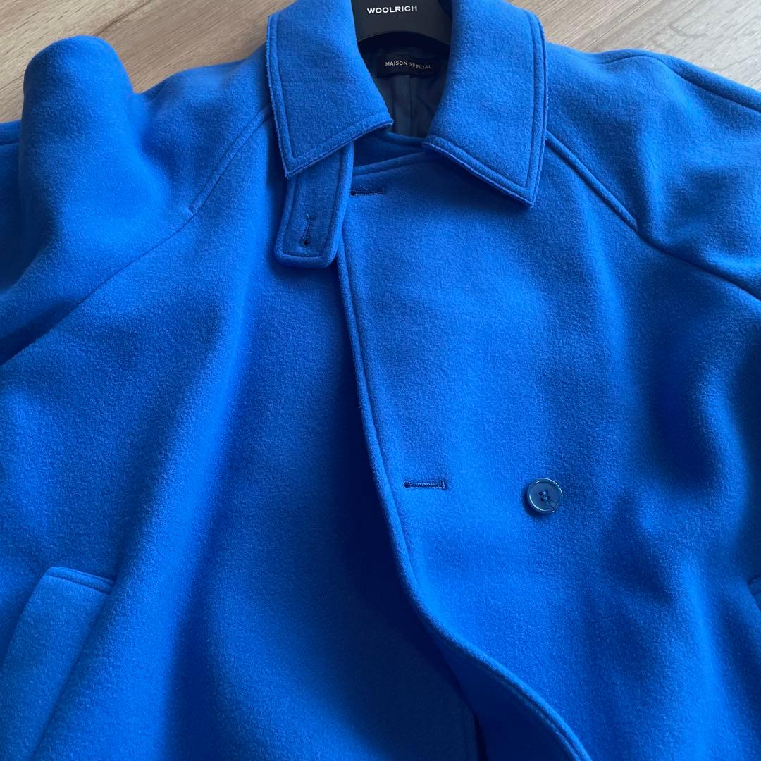 MAISON SPECIAL メゾンスペシャルステンカラーロングコートブルー青