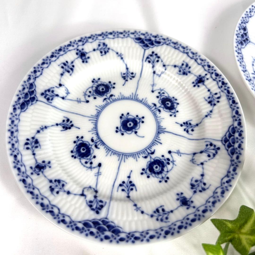 【美品】ロイヤルコペンハーゲン ブルーフルーテッド ハーフレース17cm 2枚