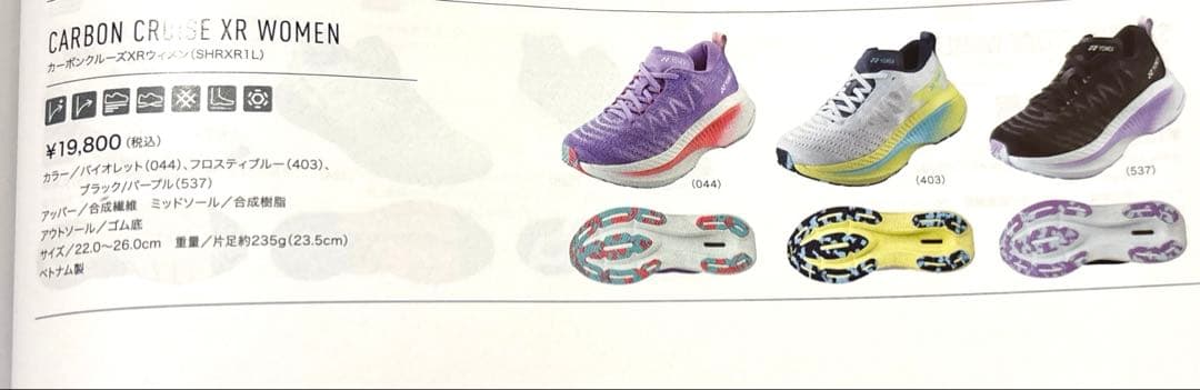 ヨネックス25年モデル ランニングシューズカーボンクルーズXRウィメン