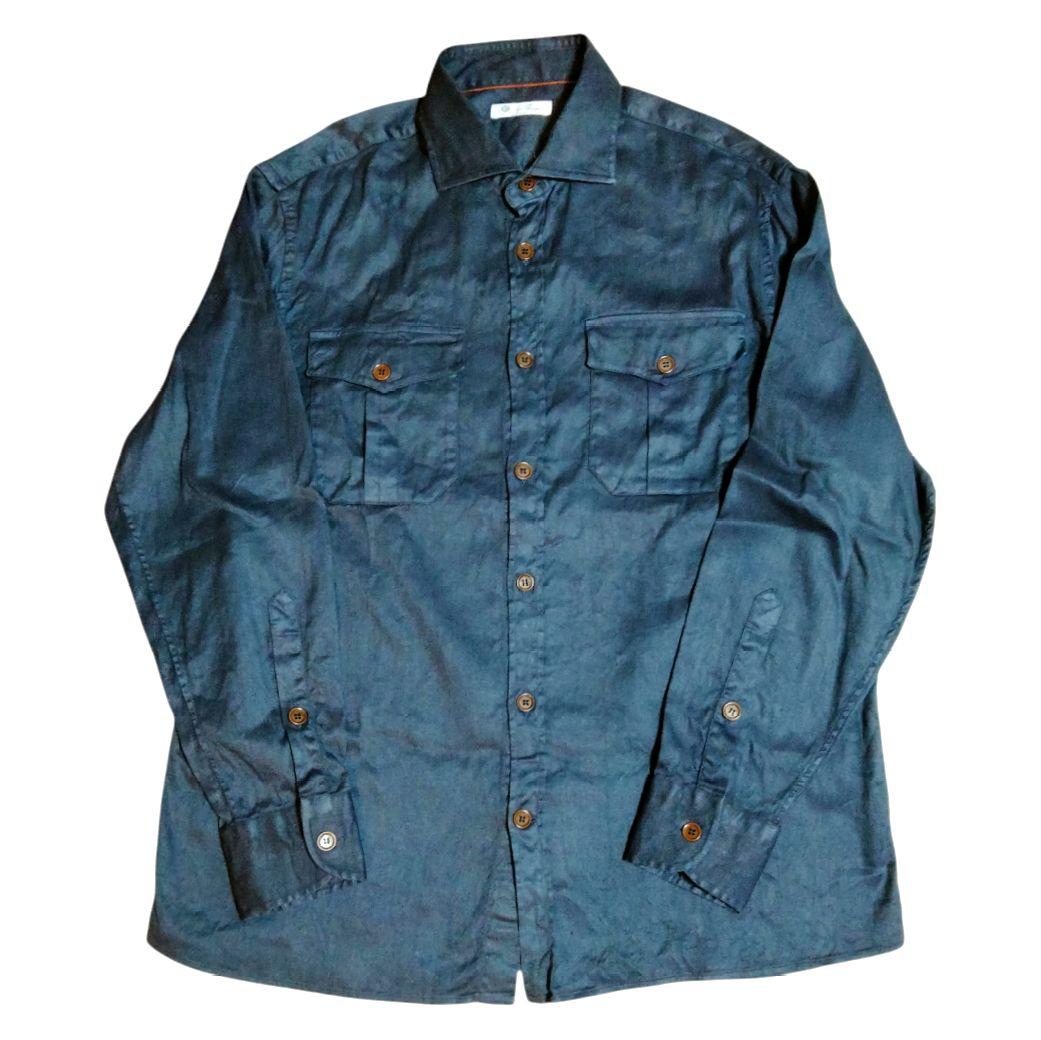 ロロピアーナRobert Shirt ‐ トラッドシャツ ネイビー M