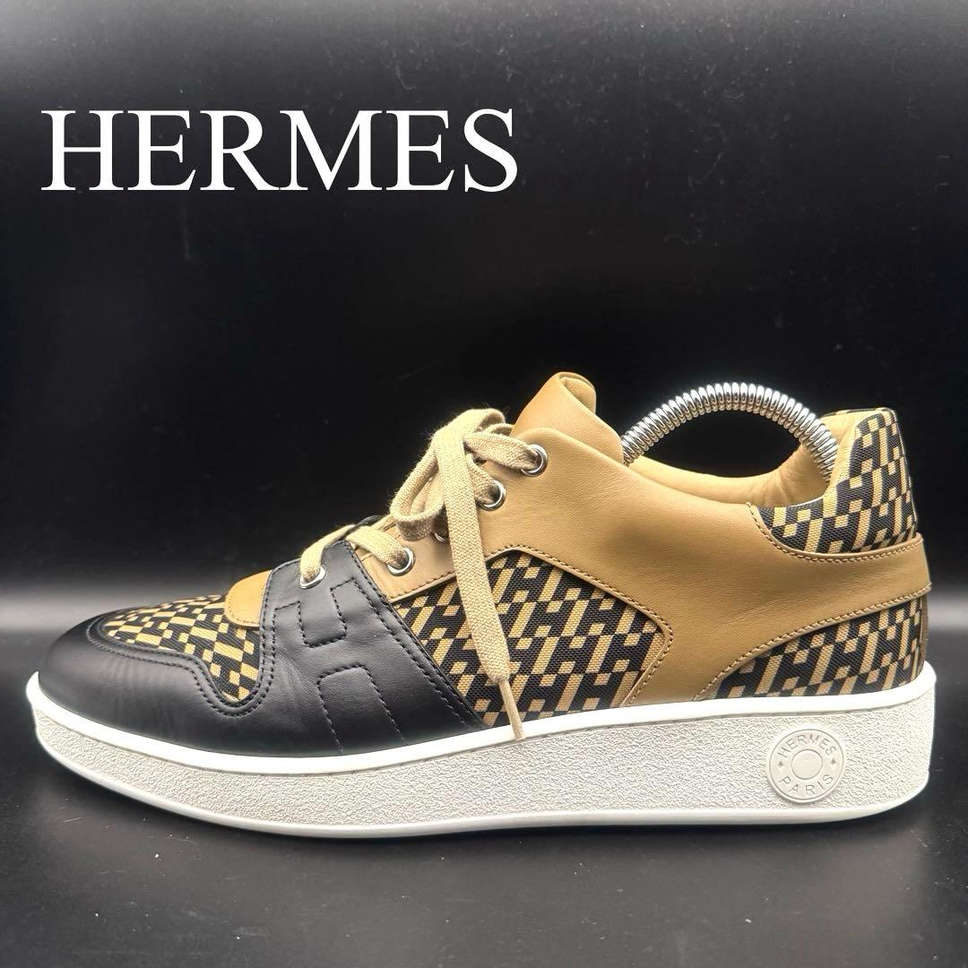 【極美品】エルメス フリー スニーカー メンズ 総柄 Hロゴ サイズ27cm相当
