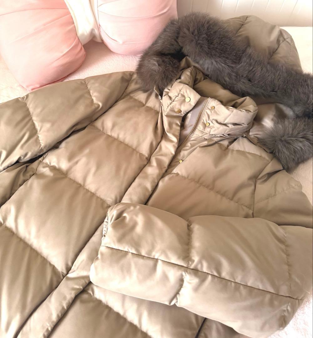 グリーンレーベルリラクシング ファー フード ショート ダウン コート 38