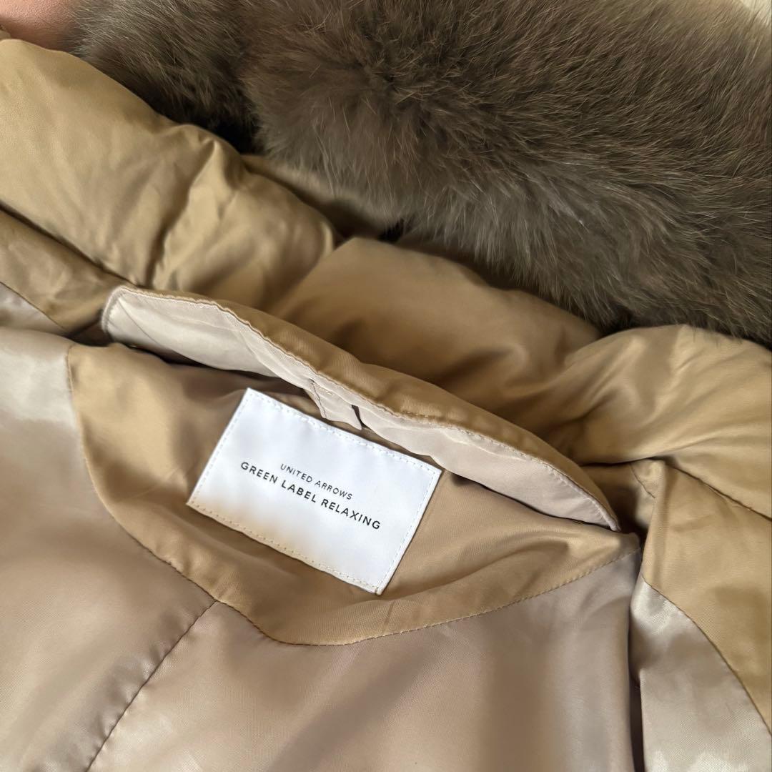 グリーンレーベルリラクシング ファー フード ショート ダウン コート 38