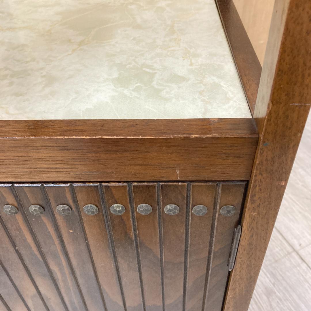 オールドカリモク　昭和レトロ　花台　キャビネット　電話台