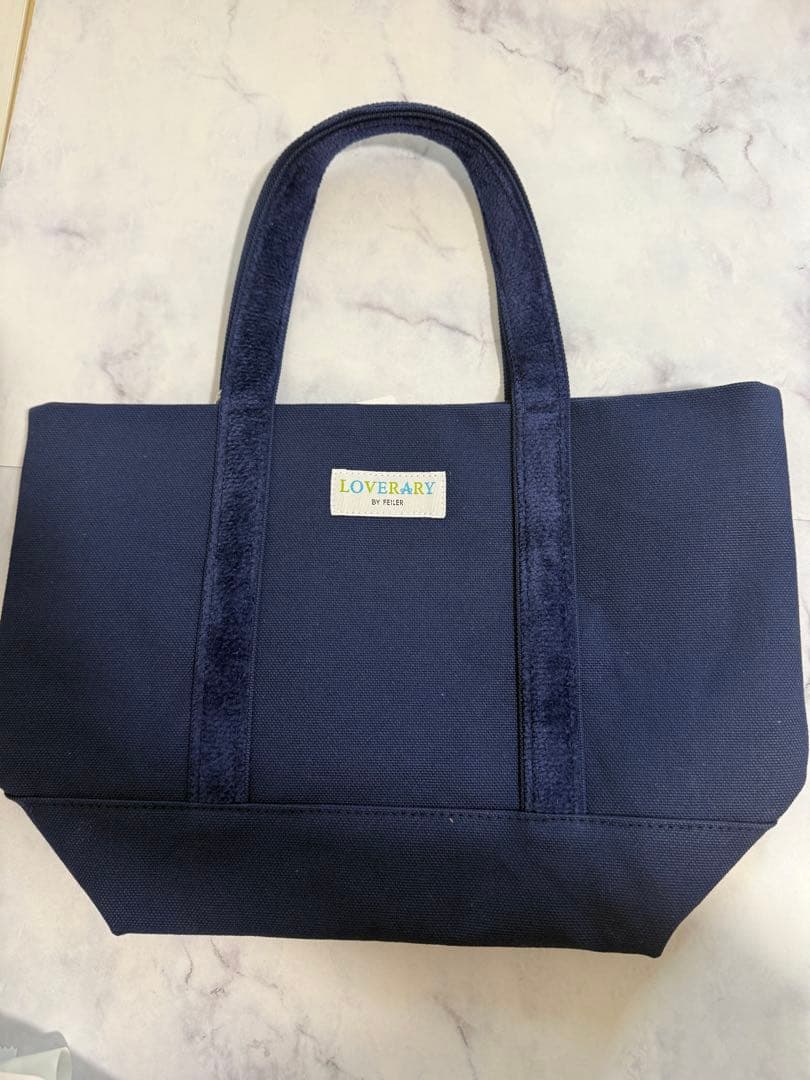 フェイラー　オールドテディ　ワッペントートバッグ　小サイズ　ネイビー