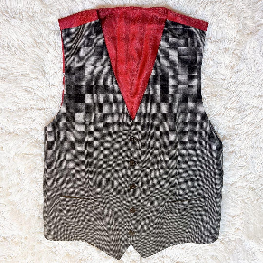美品　XLサイズ　ドルチェアンドガッバーナ　ベスト　ロゴ金具　レッド　グレー