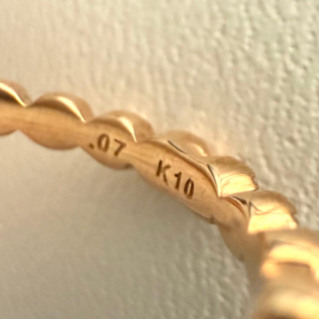 agete アガット K10 フリルリング 5号 ピンクゴールド ダイヤモンド