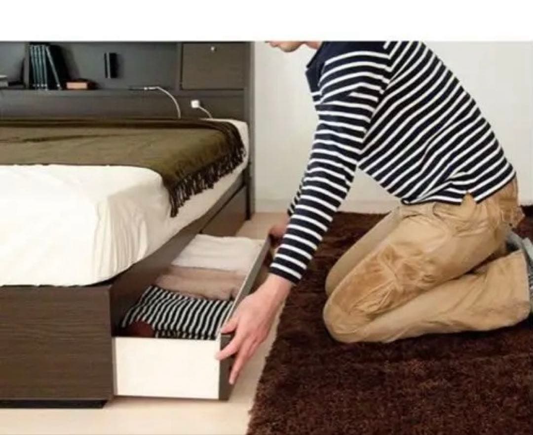 セミダブル ベッドフレーム 収納付き 1台