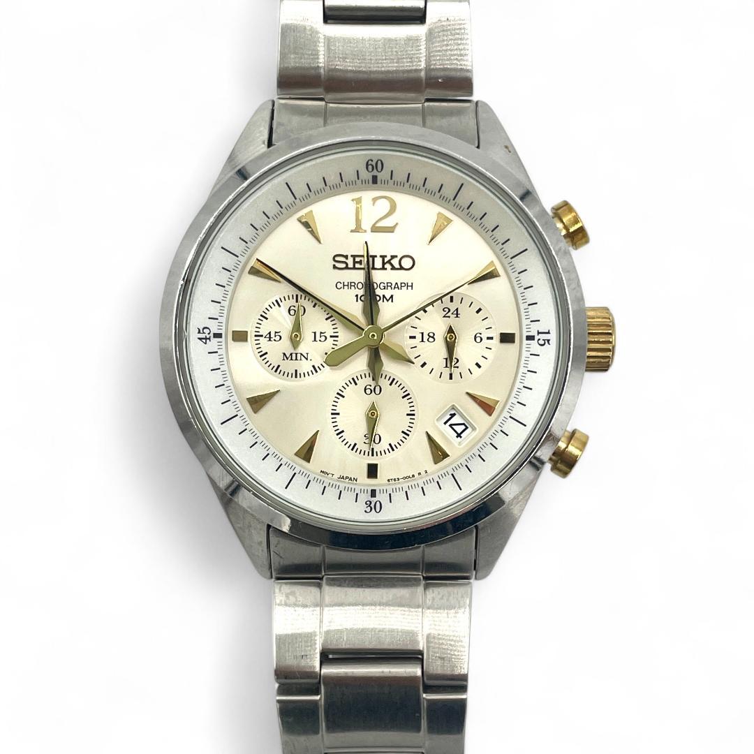 【稼動品】SEIKO /クロノグラフ /新品電池交換済 #100M防水