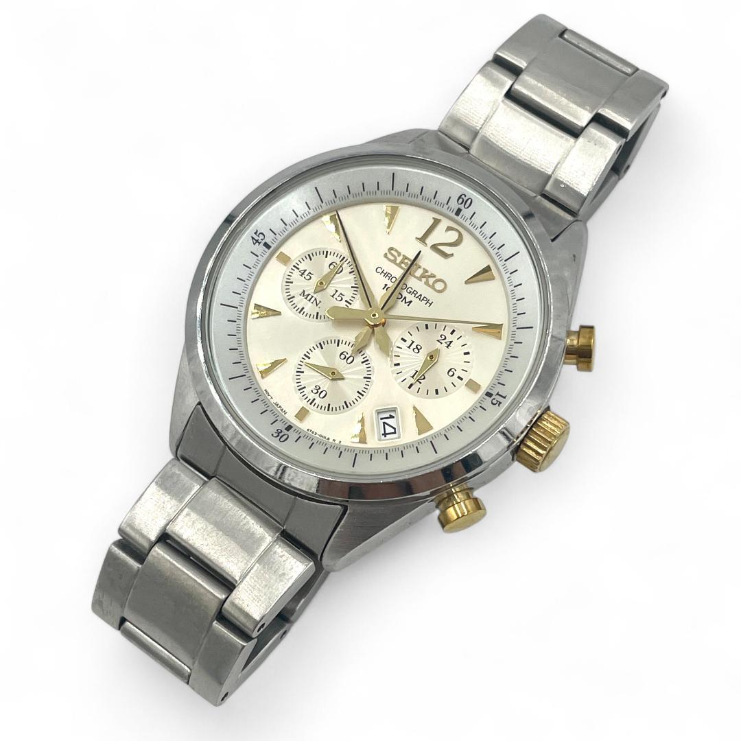 【稼動品】SEIKO /クロノグラフ /新品電池交換済 #100M防水
