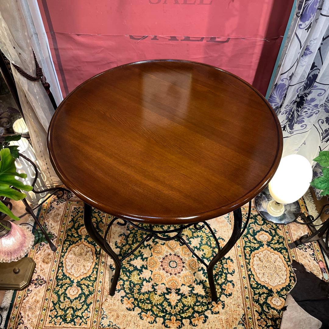 アイアンフレーム　アンティークST コンパクト　ラウンドテーブル　ティーテーブル