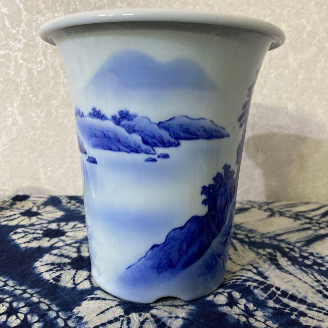 真葛香山　染付　蘭鉢　盆栽