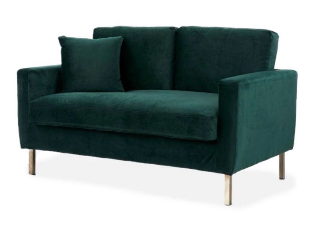 LOWYA ベルベット調ソファ 2人掛け クッション付き