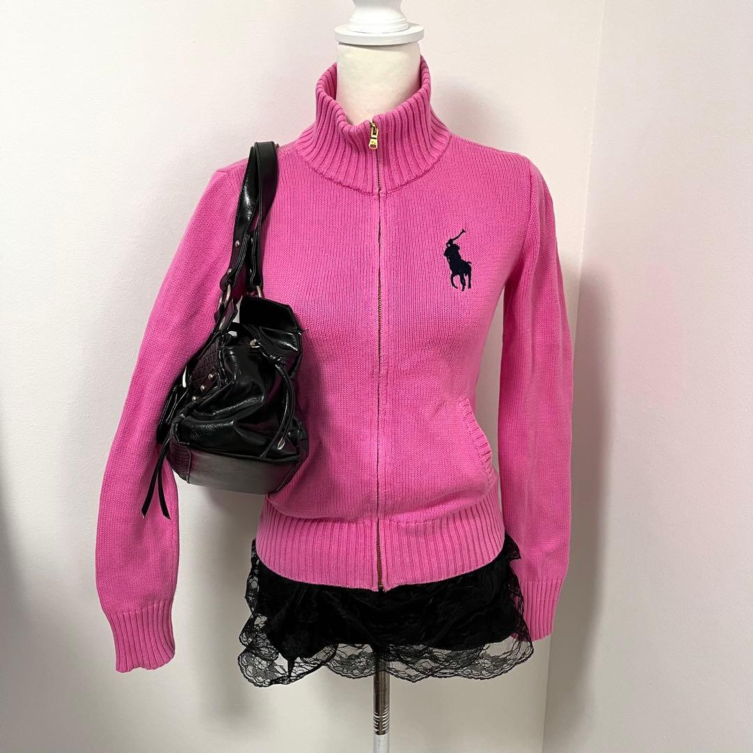 ラルフローレン ケーブル ニット　ピンク　y2k グランジ ノーム ロンドン