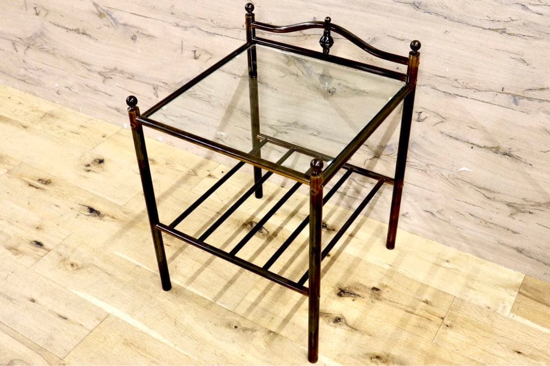 GMHS560B○サイドテーブル ベッドサイドテーブル ガラステーブル 花台