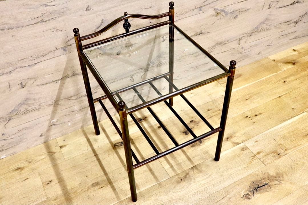 GMHS560B○サイドテーブル ベッドサイドテーブル ガラステーブル 花台