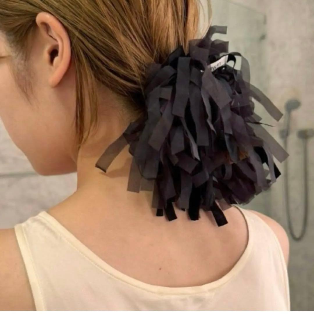 新品　La Maison de Lyllis POALEリボンシュシュ　ブラック