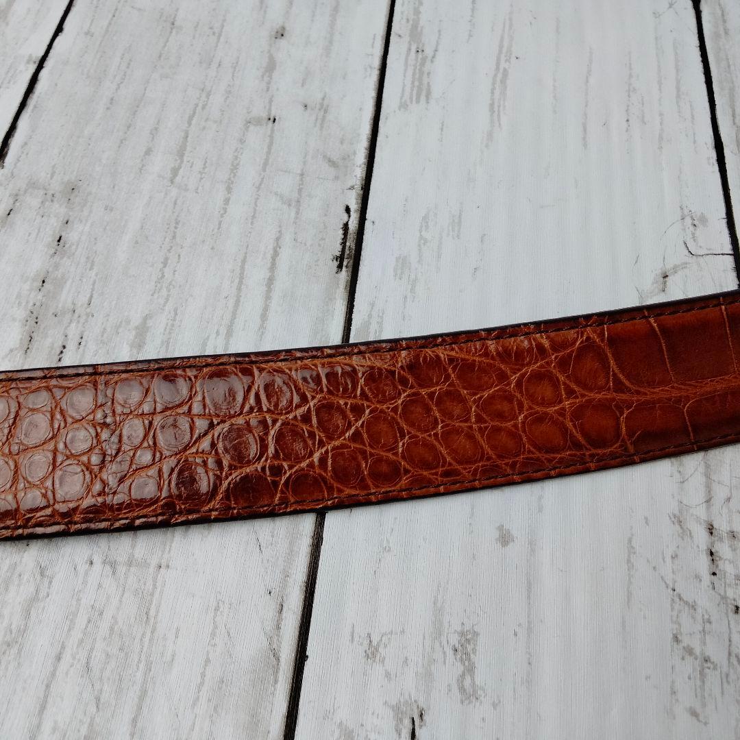 ブルネロクチネリ【クロコレザー】ベルト　ブラウン系　極上レザー　シルバー金具