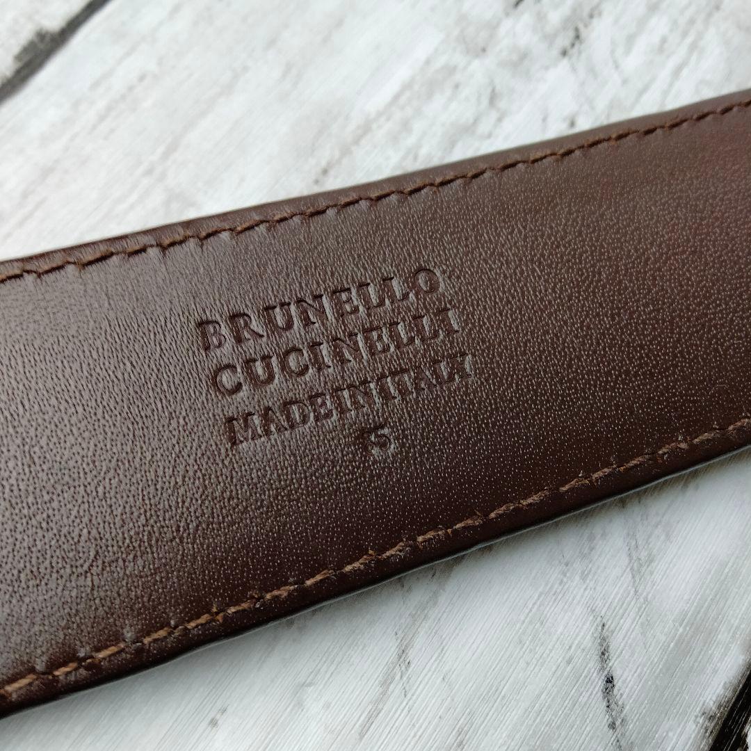 ブルネロクチネリ【クロコレザー】ベルト　ブラウン系　極上レザー　シルバー金具