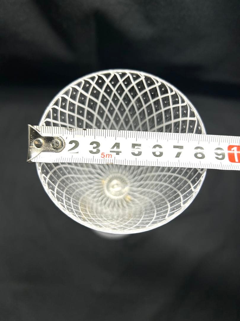 ベネチアングラスSeguso製ホワイト網目模様グラス　ヴィンテージ未使用品