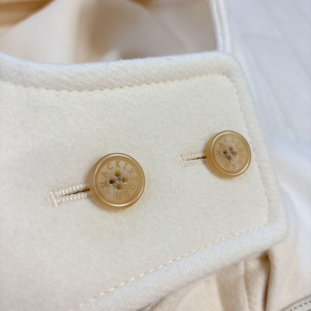 マッキントッシュロンドン ダッフルコート ロング丈 牛革 ホワイト系 38