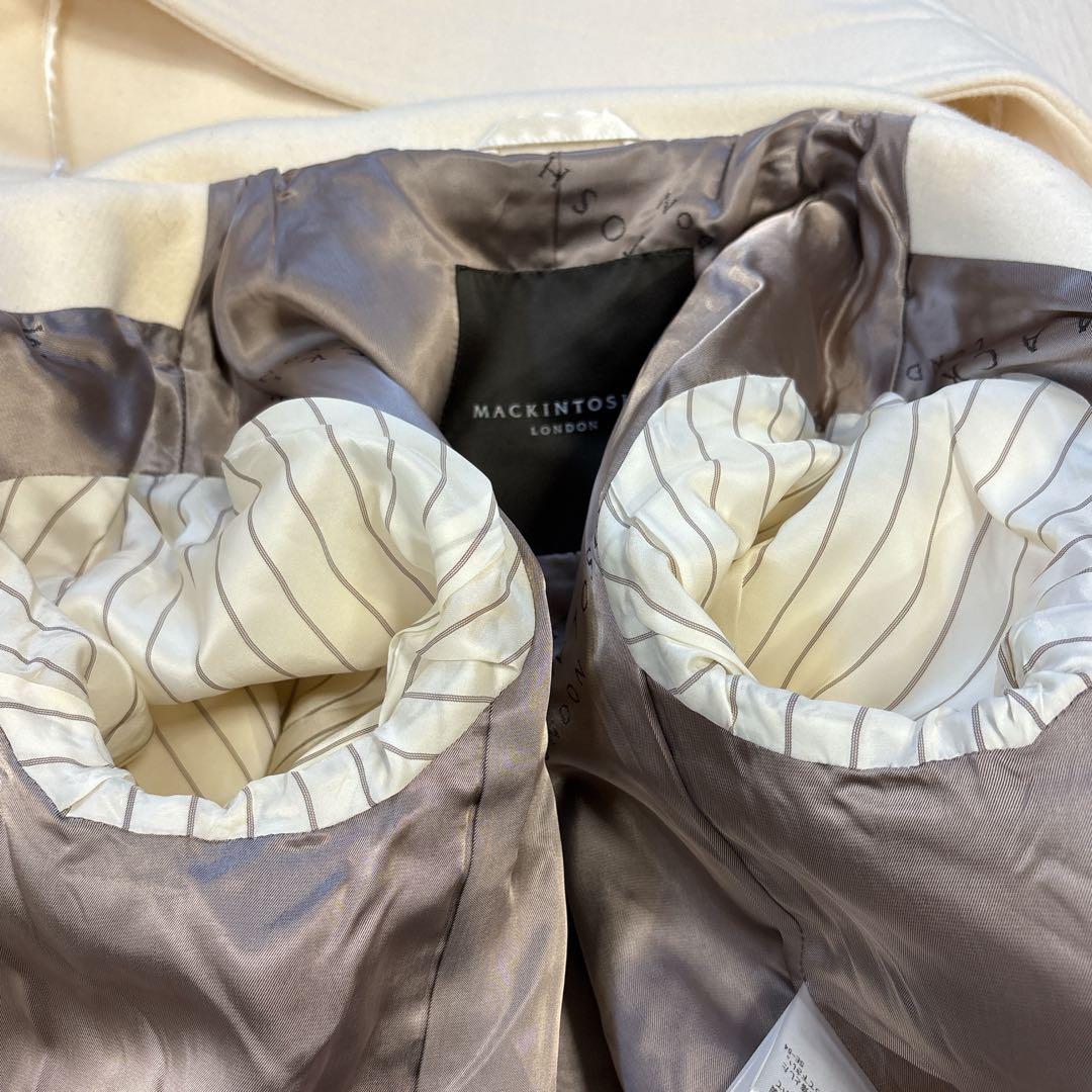 マッキントッシュロンドン ダッフルコート ロング丈 牛革 ホワイト系 38